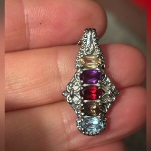 NWT EverTrue Multi Gemstone Chakra Rainbow 🌈 Pendant Necklace • 22in With Chain